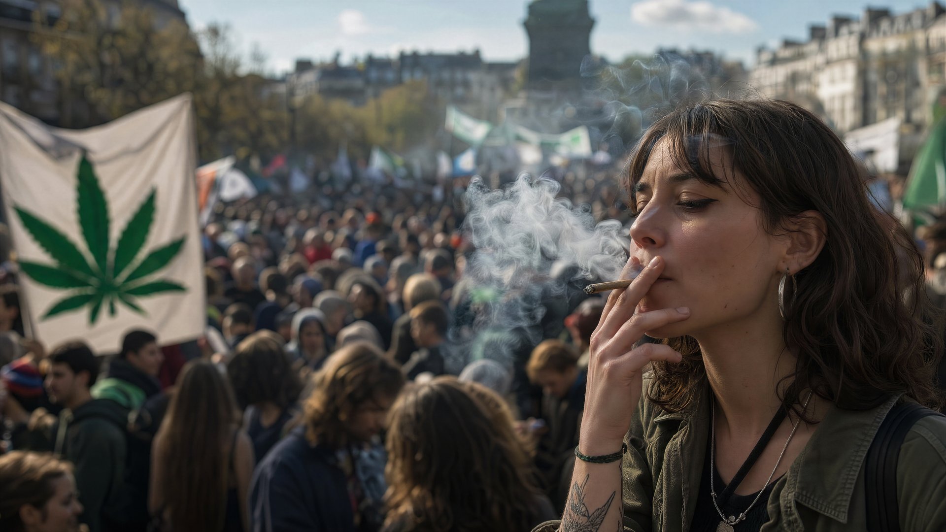 Abstract editorial scene of European institutions, reports and legal documents on cannabis policy